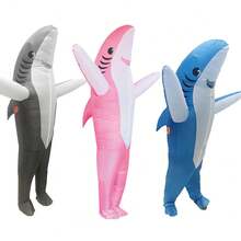 1/2/3pcs Adult Blue Shark Inflatable Costume, Inflatable Costume, Shark Costume, Adult Inflatable Costume, Christmas Anime Cosplay Costume Sea Fish Shark Mascot Fancy Dress Party Cosplay Halloween - Multicolor - View 24