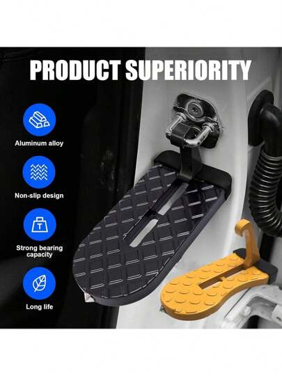 Multi Functional Car Door Hooks, Pedal Steps, Auxiliary Roof Entry Support Frame, Foldable Car Pedal With Glass Breaker, Suitable For Sedans, SUVs, Off-Road Vehicles, And Trucks, With A Maximum Load Of 400 Pounds