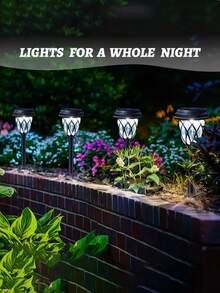 6/12/10/20pcs  Waterproof Solar Garden Lights, Outdoor Lawn Lights/Solar Garden Lights, LED Path Lights With Automatic On/Off From Dusk To Dawn, Garden Pole Lights For Patio And Backyard Landscape Decoration, Suitable For Driveways, Courtyards, Gardens, And Automatic Night Lighting(400mah) - màu đen - Xem 3