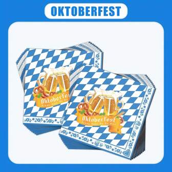 20/60/100 st Oktoberfest-servetter blåvita plädar lunchservetter engångspappersservetter för Oktoberfestfestivalen festtillbehör bordsdekoration