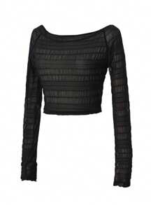 Daydance 女士轻薄纱质舞蹈褶皱上衣宽松舞蹈衬衫长袖成人青少年体操瑜伽训练舞蹈服（您可以根据自己的体型选择大一码）