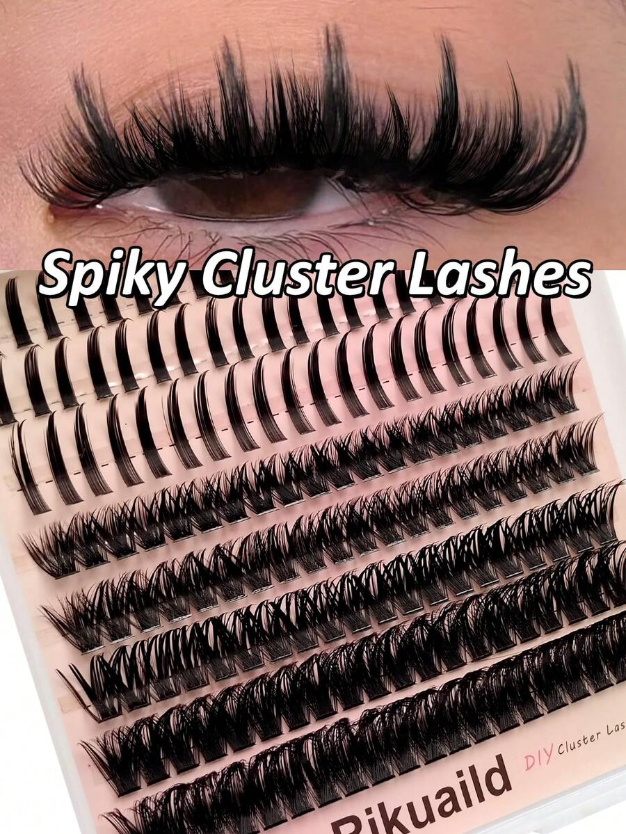 Rikuaild 160片单簇假睫毛，3种款式，包括尖头款，打造自然妆效；80D+尖头可重复使用睫毛；轻盈分段式单根睫毛，适合在家DIY嫁接睫毛