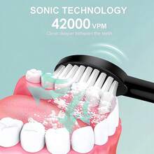 Electric Toothbrush With 4 Brush Heads, Rechargeable Electric Brush, Water Toothbrush For Teeth Cleaning And Gum Health - Black-1 - 查看 2