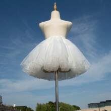 婚礼新娘短款泡泡裙衬裙，四层蓬松薄纱内衬裙，适合舞会礼服，秋季女装，情人节配饰 - 四層紗 白色 35cm - 查看 7