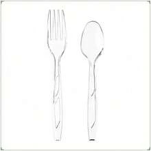 Plastic Everyday Clear Fork And Spoon Combo, 120 Count
