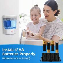 Automatic Soap Dispenser Touchless, 21oz/600ml Soap Dispenser Wall Mount, Liquid Soap Dispensers For Hand Soap Refill, Bathroom, Kitchen, Household, Commercial Place, ABS Plastic White,8802302 - 白色 - 查看 7