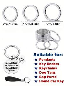 10/20pcs Stainless Steel Keyring Set - Multi Functional Split Keyring - Flat O-Ring (20mm, 25mm, 30mm) Suitable For Household Organization Storage, Car Keys, Pendants, Bags, Dolls, Handicrafts - Durable And Corrosion-Resistant, DIY Jewelry Accessories, Fashionable Metal Finish - Multicolor - View 4