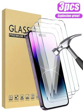 3 Stücke gehärtetes Glas für iPhone 17 16 16 Plus 16 Pro 16 Pro Max 15 14 13 12 11 Pro Max X XS XR Mini 7 8 14 Plus Bildschirmschutz für 14 15 Pro Max Glas Geschenk, geeignet für Geburtstage, Familie, Freunde Handy Bildschirmschutz, Handy Zubehör