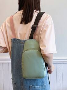 1 Pc Casual Solid Color Zipper Crossbody Bag Adjustable Strap Shoulder Bag Chest Pocket Sport Bag Bum Bags Zipper Weekend Overnight Bag Available Multiple Colors,For Boy/Girls/Teens/College Students For Outdoors/ Outings/ Traveliking/ Stadium/Back To School