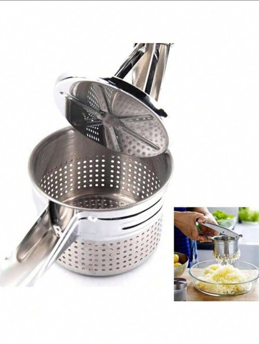 1pc Stainless Steel Potato Presser Masher Ricer - Effortlessly Press, Mash, And Rice Fruits And Foods - Multicolor - View 1