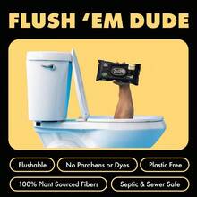 DUDE Wipes Flushable Wipes 3 Pack 144 Wipes Shea Butter Smooth With Vitamin E Aloe Septic And Sewer Safe - Shea BUTTer Smooth - 查看 3