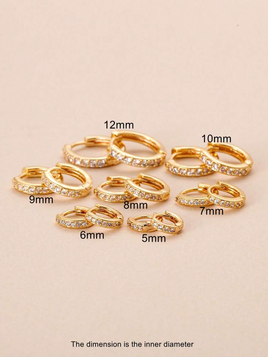 1 Pair Of 5mm - 12mm High-Quality Zirconia Stud Earrings, Copper-Inlaid Zirconia, Simple Daily All-Match Hoop Earring Set, Unisex Fashion Round Soft Cartilage Earrings