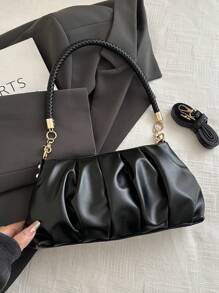 Bolso de hombro de piel de PU plisado, elegante y a la moda. Bolso cruzado de unicolor y con estilo, adecuado para niñas y mujeres para ir de compras, citas, fiestas, regalos y salidas