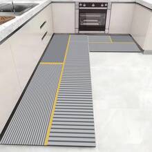 土耳其制造，珍珠数码防滑印花土耳其地毯 - AL4021，触感柔软，可水洗，带防滑毛毡背衬 - 现代装饰地垫，适用于客厅、卧室、浴室、走廊或玄关 - 5 种尺寸可选（40×60、50×120、50×160、50×80、60×100 厘米）。快干、吸水性能强，柔软舒适，设计舒适。室内外均可使用。 - 藍色 - 查看 7