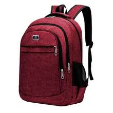 Backpack Bag Reinforced Notebook Resistant Work College Korean - Đỏ - Xem 2