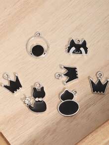 锌合金银色单孔皇冠、星球、葫芦形DIY吊坠，可做手链、项链装饰 - 銀色 - 查看 3