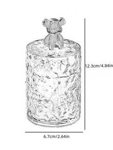 1pc Compact Chic Luxury Transparent Gray Bear Design Cleaning Swab Holder Box, Multi-Purpose High-End Creative Living Room Toothpick/Swab Storage Box, Delicate And Lightweight - Multicolor - View 11