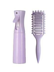 2 件/1 件卷发定型刷 - 便携式空心梳，配有尼龙羊毛和 ABS 手柄，300 毫升高压喷雾，多色可选（粉色/红色/黑色/紫色/绿色），适合所有发型，造型工具，耐用发梳