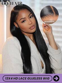 OQ 蕾丝前假发 无胶假发 Wear Go 假发 Wear & Go 无胶假发 直发真人发假发 13x4 高清蕾丝假发 真人发假发 18-30 英寸 180% 密度蕾丝前假发 神秘盒子 预剪预拔 自然色