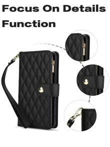 PU 仿皮翻盖手机壳适用于 17 Air 16E 16 15 14 13 12 Mini 11 Pro X XS Max XR 8 7 Plus SE 5G 2022 2020，拉链手机袋