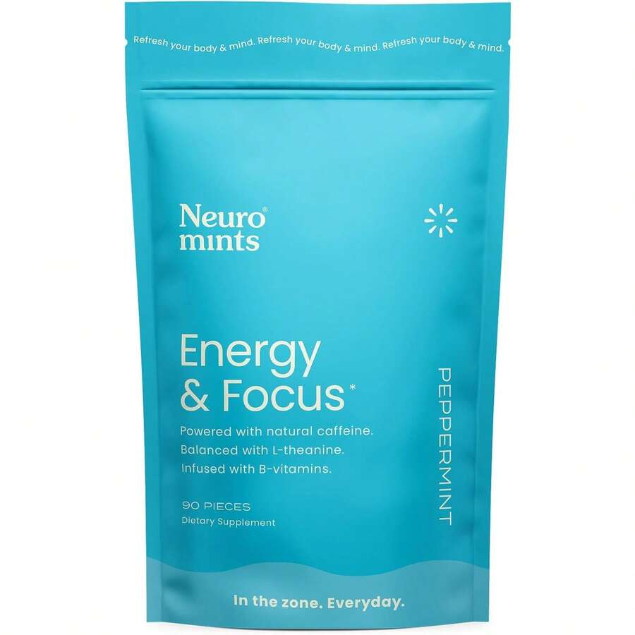 NeuroGum Energy & Focus Mints (Peppermint, 90 Pieces) | 40mg Natural Caffeine + L-Theanine + Vitamin B12 & B6 | Sugar Free Nootropic Cognitive Brain Performance Supplement - bạc hà - Xem 1