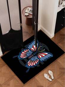 1 片蝴蝶门垫吸水防滑可机洗适用于室内外门口浴室厨房由聚酯纤维制成宠物友好