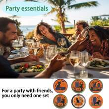 1 Set /4 Pieces /6 Pieces: Halloween Black Cat Pattern Diatom Mud Coasters, Floral Coffee Coasters, Multi-Occasion Decoration For Home And Restaurant, Daily Gifts, Table Decoration, Daily Decoration, Theme Party Decoration