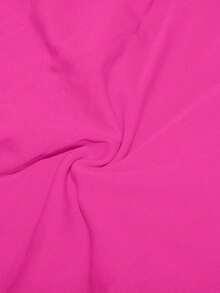 Casual Versatile Solid Color Wide Leg Pants - Hot Pink - View 4