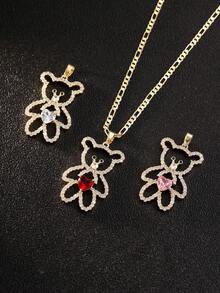 1件18K镀金链条镂空熊心形锆石吊坠项链，适合女性日常、周年纪念、度假等场合佩戴。 - 吊墜 - 查看 8