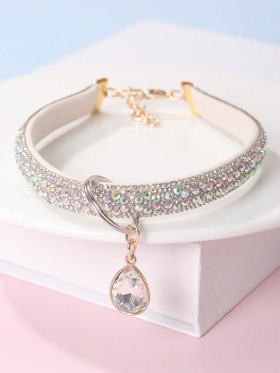 1 chiếc mặt dây chuyền hình dấu chân thú cưng thời trang và thanh lịch, đính đá, thích hợp cho mèo và chó nhỏ làm phụ kiện trong nhà và ngoài trời (không thích hợp cho chó lớn)