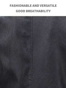 运动户外秋装防风防水外套推荐男士上衣运动服狩猎骑行日常休闲PU皮大衣、羊毛 - 黑色 - 查看 4