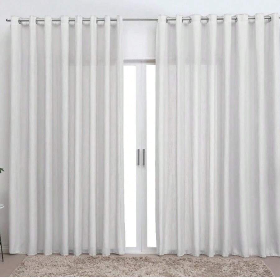 High Standard Flame Voile Linen Gauze Curtain 3.00x2.80m Impeccable Finish For Living Room Bedroom Office Clean Super Chic Environment - 白色 - 查看 1