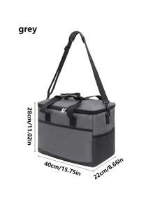 1件黑灰色户外大容量野餐包防水冰包单肩背保温包便携饭盒包 - 彩色 - 查看 14