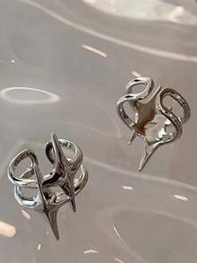 QTHOPE 四角星开口戒指，简约风格适合男士日常佩戴