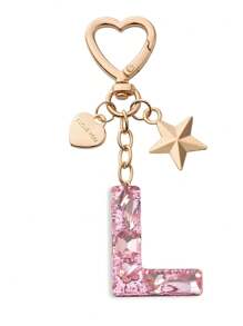 1pc Cute Bling Keychain Initial Letter Butterfly Star Pink Gift For Women Girls Bag Purse Handbags School Bag Car Key Cup Charms Accessories Car Accessories Goth Y2k