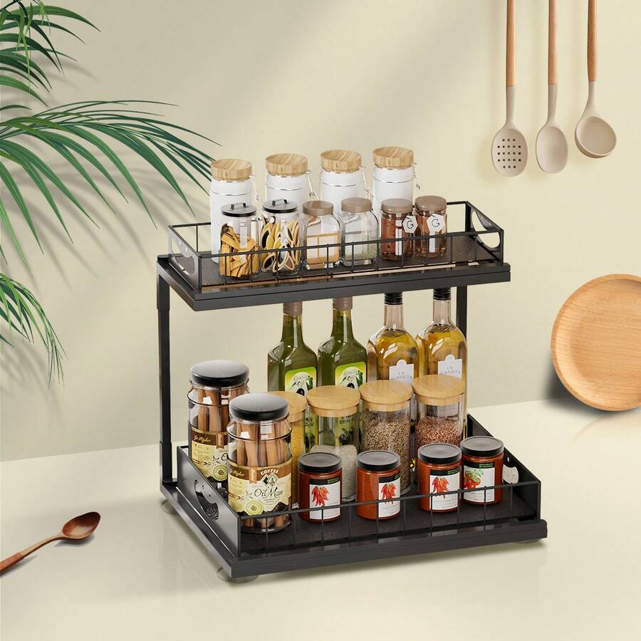 Under Sink Organizer And Storage – 2 Tier Slide-Out Pull-Out Cabinet Organizer Shelf With Metal Sliding Drawers For Kitchen, Bathroom, Pantry, Closet Cabinet Organization Rack