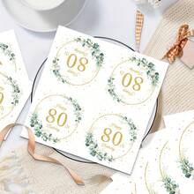 鼠尾草花环生日派对用品 - 20 件一次性纸巾，适用于女孩 30 岁 40 岁 50 岁 60 岁 70 岁 80 岁 90 岁女性生日派对装饰 - 生日歲數餐巾紙 - 查看 4