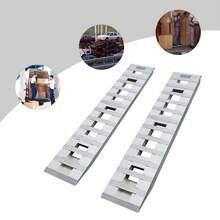 Truck Car Auto Trailer Ramps, 2pcs Aluminum Trailer Ramps, Loading Ramps , Aluminum Trailer Ramps - 6800 Lbs Load Capacity, Non-Slip Surface, Set Of 2, Ideal For ATVs, Motorcycles, And Lawnmowers - Silver - View 3