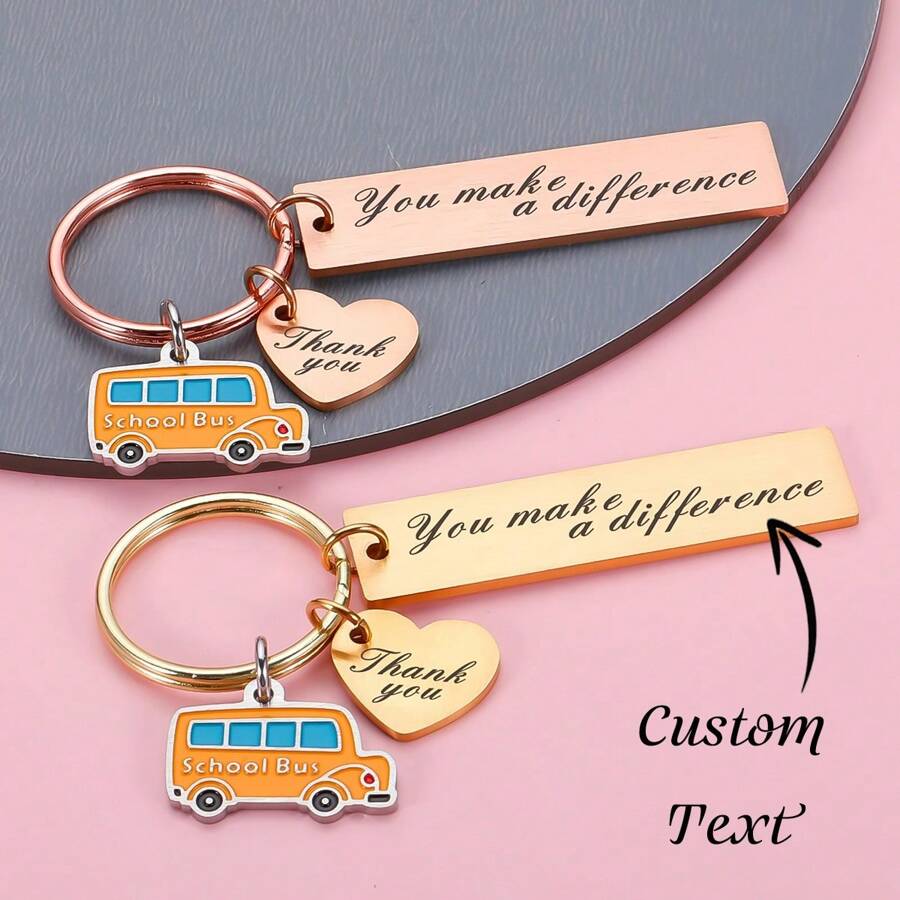 School Bus Keychain, Customized School Bus Driver Keychain, Back To School Keychain Gift, Thank You Gift - Multicolor - View 1