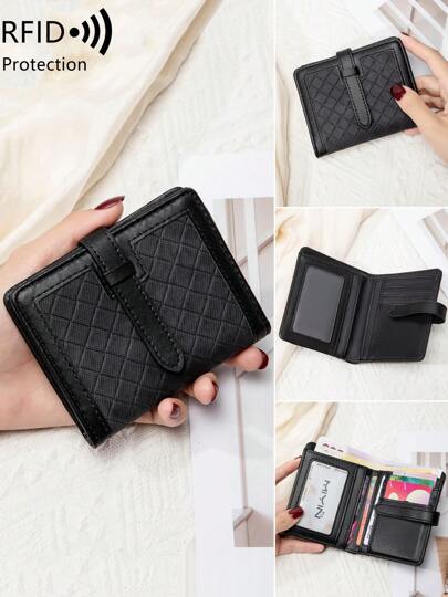 FOREVER MIYIN Vintage Diamond Pattern Button Clutch RFID Blocking Cardholder For Daily Fashionable Niche Tie-Dye Design PU Multi Card Bi-Fold Card Bag Card Storage Bag Lightweight Portable Card Card White-Collar Workers For Female For Holiday For Anniversary