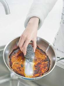 Pour le nettoyage de la vaisselle, des poêles, des casseroles, des fours, des grils, des éviers - Grattoir en acier inoxydable, Grattoir en laine d'acier, Utilisé pour éliminer les saletés tenaces des casseroles, poêles, cuisinières, grils, etc.