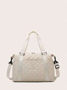 米色扩展行李收纳袋，轻便可折叠，可扩展，可随身携带旅行周末和过夜包，周末包医院包返校包旅行必需品海滩旅行整理包暑假学校包学校配件学校用品旅行必需品假日包行李箱旅行包女士 - 米色 - 查看 3