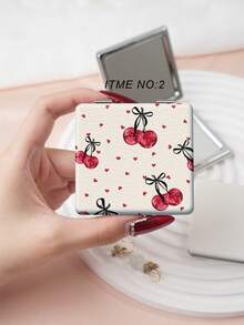 1 pezzo Specchio da toeletta portatile serie Y2K, specchio a mano pieghevole, ultra sottile e leggero, comodo, in pelle PU durevole, adatto per molteplici scenari e per tutti, specchio pieghevole e tascabile, con motivi unici come leopardo, stelle e ciliegie, struttura di piegatura delicata, durevole e affidabile, resistente agli urti, facile da trasportare, copertura girevole a 180°, multifunzionale - Multicolore - Visualizzare 6