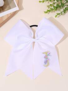 1pc 26Letters Back To School Customized Text Name Bow Hair Ring,Personalized Solid Color Embroidered 26 Letters Decoration Bow Hair Ring,Fashion Unique Hair Accessories For Girls Back To School Gifts, Daily Use - 彩色 - 查看 24