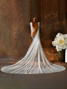 1 pieza Capa nupcial larga con flecos, chal decorado con lentejuelas con broche, elegante para que las mujeres asistan a fiestas de noche, ropa casual de otoño para mujeres