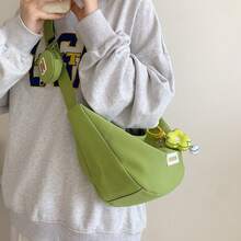 Women Shoulder Bags - 白色(優質加厚防水尼龍)+小花掛件 - 查看 2