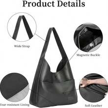 Bolso de tote, bolso de hombro y mano de, bolsos de tote, bolso de hombro grande y suave - Negro - Ver 4