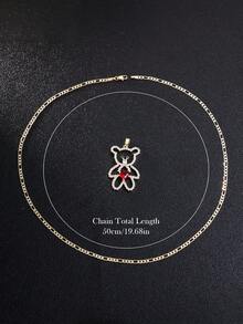 1件18K镀金链条镂空熊心形锆石吊坠项链，适合女性日常、周年纪念、度假等场合佩戴。 - 吊墜 - 查看 9