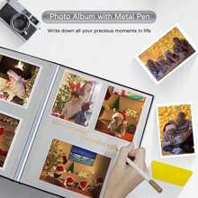 亚麻相册自粘剪贴簿，可制作 2x3、4x6、5x7、8x10、10x12 英寸照片，简约亚麻自粘覆膜 DIY 相册复古家庭大容量，记忆存储相册，大方高级，DIY 相册，生日礼物，送给妈妈，婚礼照片，家庭旅行照片存储相册，返校季返校回忆相册