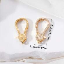 1 pezzo Connettore per collana e bracciale di grandi dimensioni con chiusura a moschettone placcata in oro con zirconi micro-intarsiati - Multicolore - Visualizzare 6